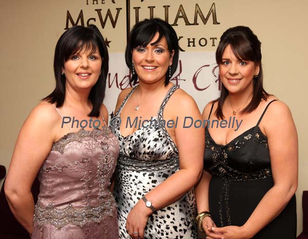 Caroline Murphy,  Martina Jennings  and Marie O'Neill pictured at The Friends of CF "Black Tie ball" in the McWilliam Park Hotel, Claremorris. Photo: � Michael Donnelly
