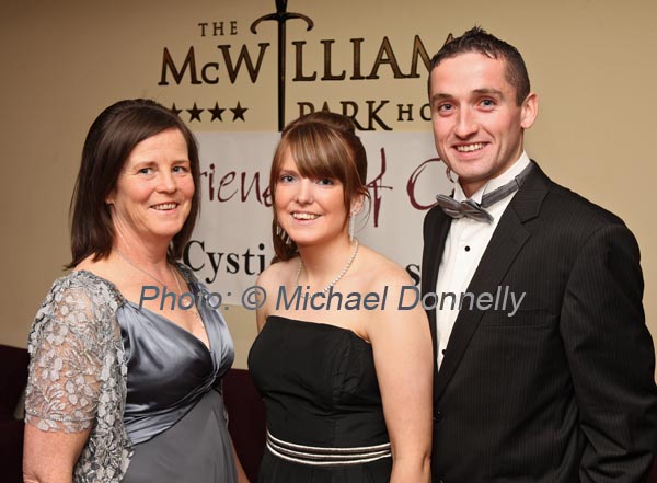 Tess Ronan, Liesel Ronan  and David Page Ballinlough Co Roscommon pictured at The Friends of CF "Black Tie Ball" in the McWilliam Park Hotel, Claremorris. Photo: � Michael Donnelly
