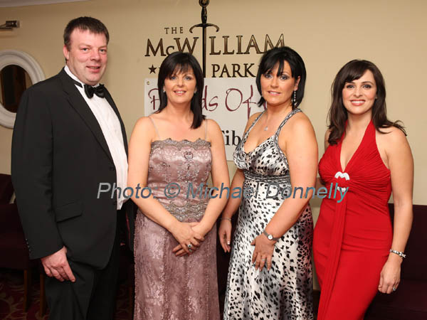 Pictured at The Friends of CF "Black Tie Ball" in the McWilliam Park Hotel, Claremorris, from left: Brendan and Caroline Murphy, Martina Jennings, co-founder of Friends of Cystic Fibrosis and Gr�inne Seoige, (Special Guest). Photo: � Michael Donnelly