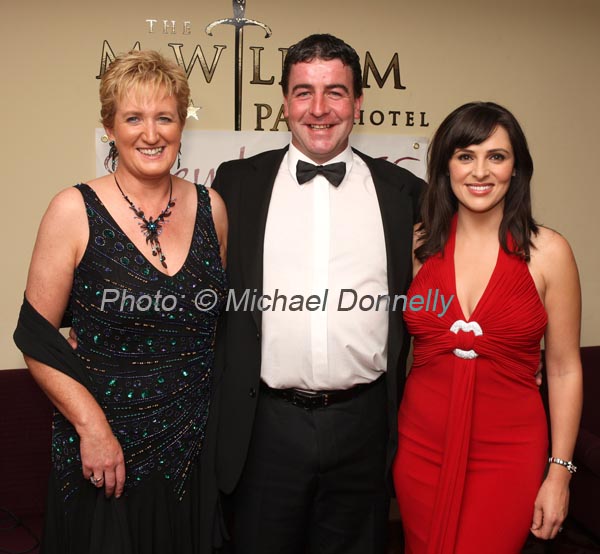Margaret and Frank Burke Knoch, pictured with Grinne Seoige, (Special Guest) at The Friends of CF "Black Tie Ball" in the McWilliam Park Hotel, Claremorris, . Photo:  Michael Donnelly