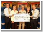 Gerry Glennon and Paul Claffey of Mid West Radio present a cheque for16,186 Euros and 20 cent from the Magnificent 7 Fundraising Challenge to Friends of the Sacred Heart Hospital, Castlebar from left: Gerry Glennon, Teresa O'Haire, Regina Mulroooney, Teresa Quigley and Paul Claffey. Photo:  Michael Donnelly 