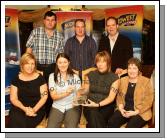 Cuan Ostan, Drum Belmullet were Regional Finalists in the Most Intelligent Pub in Mayo in the Mid West Radio Magnificent 7  Charity Challenge pictured receiving Plagues presented by Angelina Nugent Mid West( Sport), front from left: Rose Walsh, Angelina Nugent, Rose Cormack and Teresa O'Malley Mid West Radio (News); at back: James Cormack, Martin Kilcoyne and Noel Walsh. Missing from photo were Brendan O'Donnell  and Fr Kevin Hegarty. Photo:  Michael Donnelly