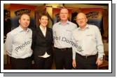 Margaret Tumelty of the Broadcasting Commission of Ireland pictured  at the presentation of Cheques in the Welcome Inn Hotel Castlebar from the Magnificent 7 Fundraising Challenge with from left: Chris Carroll, Tommy Marren and Paul Claffey. Photo:  Michael Donnelly