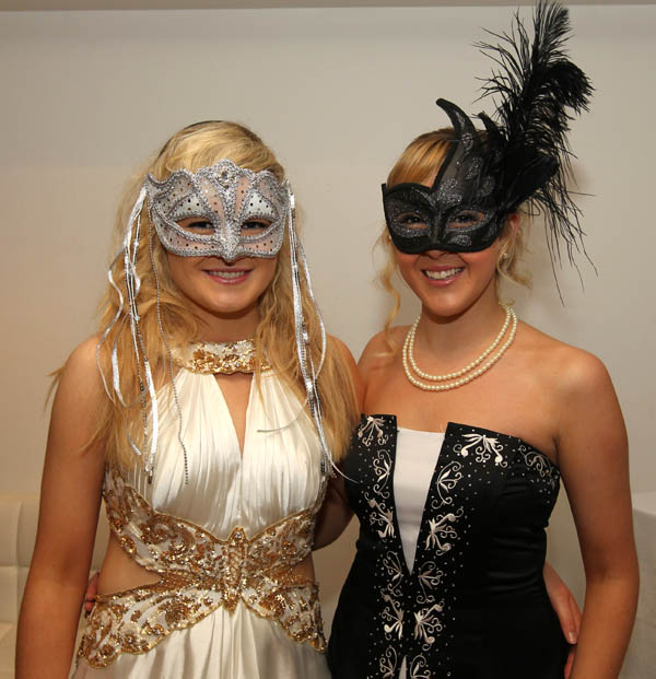 Ballyhaunis ladies, Maria Connnolly and Lydia Concannon pictured at The Masquerade Ball in the Royal Theatre Castlebar in aid of the Irish Cancer Society and Officially Sponsored by Tia Maria. Photo: © Michael Donnelly Photography