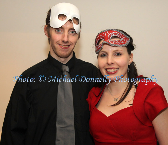 Fergal Keane and Jessica Reid, Kiltimagh pictured at The Masquerade Ball in the Royal Theatre Castlebar in aid of the Irish Cancer Society and Officially Sponsored by Tia Maria. Photo: © Michael Donnelly Photography