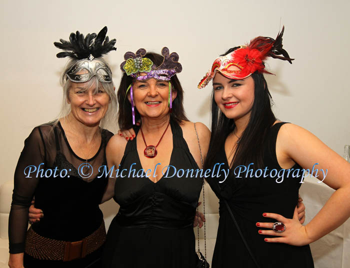 Castlebar ladies, Marcella Bourke, Mary and Caroline Gannon, pictured at The Masquerade Ball in the Royal Theatre Castlebar in aid of the Irish Cancer Society and Officially Sponsored by Tia Maria. Photo: © Michael Donnelly Photography