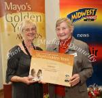 Bridget Bell, Hollymount is presented with her certificate  for  "Good Volunteer" finalist by Marie Munnelly, Mayo Volunteer Centre, at the Mayo's Golden Years Awards 2010 at Homecare Medical Supplies Ballyhaunis in association with Mid West Radio. Photo:Michael Donnelly