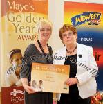 Bridie Padden, Attymass, is presented with her certificate  for  "Good Volunteer" finalist by Marie Munnelly, Mayo Volunteer Centre, at the Mayo's Golden Years Awards 2010 at Homecare Medical Supplies Ballyhaunis in association with Mid West Radio. Photo:Michael Donnelly
