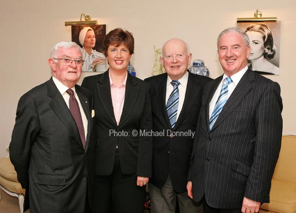 Pictured at the informal dinner of Muintir Maigheo Galway and Dublin in Pontoon Bridge Hotel, Pontoon, from left: Donal Downes,  Muintir Maigheo Galway; Breeta Geary,General manager Pontoon Bridge Hotel; John Walkin, chairman North West Regional Fisheries Board and Bernard O'Hara, Muintir Maigheo Galway. Photo:  Michael Donnelly