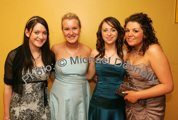 Dungarvan Ladies pictured at "The National Youth Awards 2007" hosted by the No Name! Club in the TF Royal Theatre Castlebar, from left: Niamh McGrath, Lorna Daly, Kate Dunford and Colleen Ferncombe. Photo:  Michael Donnelly