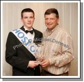 Patrick Burke, Claremorris winner of the Host of the Year pictured with John O'Mahony, Manager Mayo Senior Football team at the "The National Youth Awards 2007" which were held in the TF Royal Theatre Castlebar. Photo:  Michael Donnelly 