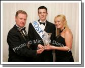 Patrick Burke, Claremorris, winner of the Host of the Year at the final of "The National Youth Awards 2007" hosted by the No Name! Club in the TF Royal Theatre Castlebar pictured with Anthony McCormack, Ballinrobe, National Chairman of the "No Name Club" and Nikki Hayes (2fm DJ) and compere on the night. Photo:  Michael Donnelly