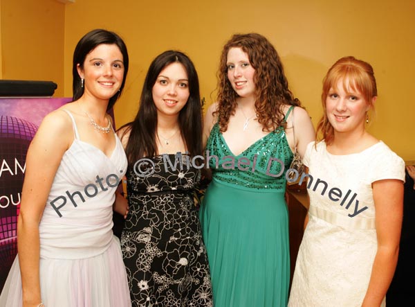 Claremorris No Name Club ladies pictured at the final of "The National Youth Awards 2007" hosted by the No Name! Club in the TF Royal Theatre Castlebar, from left: Tanya Sarsfield, Lorraine Walsh, Miriam Nolan and Aine Freeley Photo:  Michael Donnelly