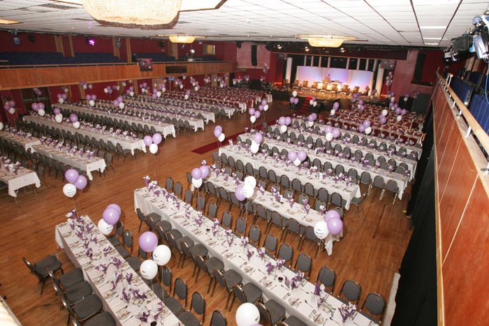 Table layout for "The National Youth Awards 2007" hosted by the No Name! Club in the TF Royal Theatre Castlebar. Photo:  Michael Donnelly