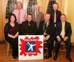 Mayo People in Need Committee, pictured with  Pat Murray. President Castlebar Chamber of Commerce at the distribution of 163,100 Euros collected in the "Telethon 2004 - People in Need" fundraising, in the Welcome Inn Hotel Castlebar,  front from left:  Helen Kenny, John OShaughnessy chairman;  Pat Murray and John Grant;  At back from left: Michael Rooney, Tom Kenny, and Michael Larkin.  Photo Michael Donnelly
