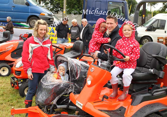 Ella Boland, Dromard Sligo (on right ) tries out the 60" Outfront Kubota Diesel lawnmower at Bonniconlon 61st Agricultural Show and Gymkhana, included from left are Deirdre, Jamie, Amy and Mark Boland. Photo: © Michael Donnelly