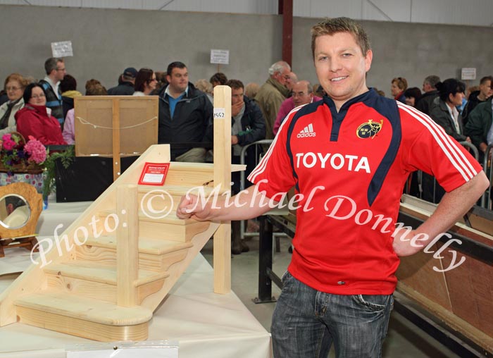 Michael Butler, Knockmore, pictured with his prizewinng "Best article in Woodwork"  at Bonniconlon 61st Agricultural Show and Gymkhana. Photo: © Michael Donnelly