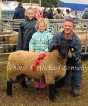 Emma and Joanne and Aidan Loftus Crossmolina, pictured  with their Prizewinning Pedigree Suffolk Ram Lamb at Bonniconlon 61st Agricultural Show and Gymkhana. Photo: © Michael Donnelly
