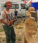 Woodcarver with a Chainsaw completes his owl on a tree at Bonniconlon 61st Agricultural Show and Gymkhana.Photo: © Michael Donnelly