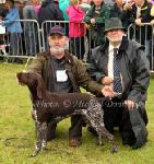 Martin Fallon, Tuam, pictured with his German Short Haired Pointer, winner of the Sporting Dog Class  and Dr Gerard Fleming, (Galway) Judge, at Bonniconlon 61st Agricultural Show and Gymkhana. Photo: © Michael Donnelly 