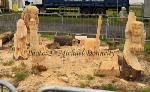 Finished Carvings by Chainsaw at the official opening of Bonniconlon 61st Agricultural Show and Gymkhana. Photo: © Michael Donnelly