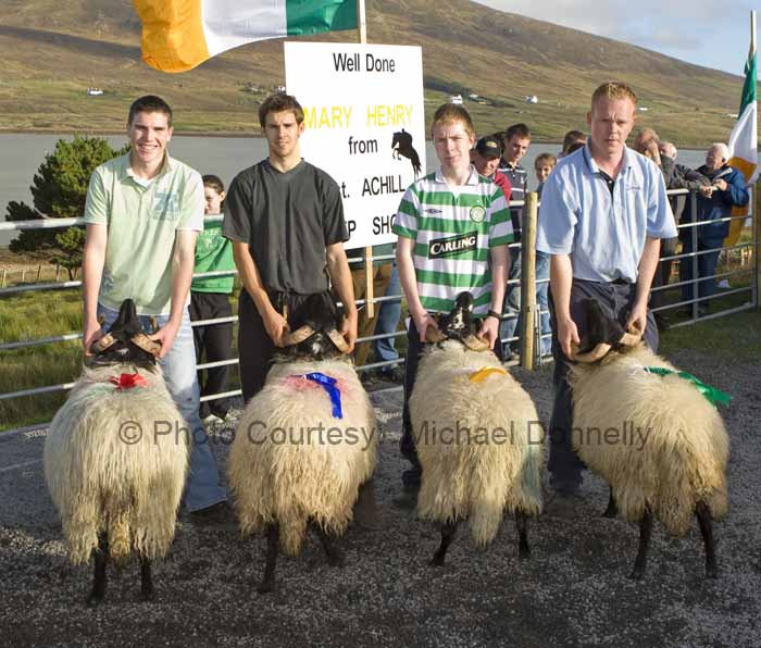 Stephen Grealis, Currane, Achill had the  Best Ram Lamb (Confined) at the 21st Achill Sheep Show (Taispentas Caorach Acla 2007) at Pattens Bar Derreeens Achill, 2nd was Mark Davitt, 3rd Padraig Gallagher and 4th Thomas Gallagher. Photo:  Michael Donnelly