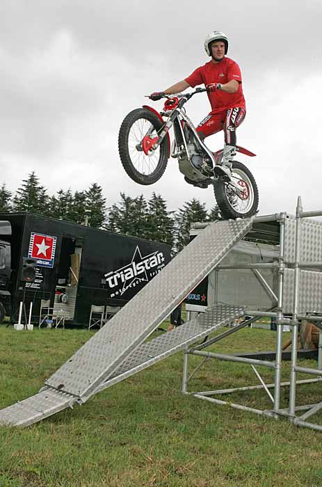 Andrew Perry, Dundonald Co Down, of Trialstar performing stunts at the 88th Claremorris Agricultural Show. Photo:  Michael Donnelly