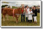 The All Ireland Pedigree Suckler Type Heifer Championship Sponsored by The Western Hotel, Claremorris at Claremorris Agricultural Show was won by William Smith, Oldcastle, Co. Meath (1st prize money 700 and Sash) presented to John Smith by Anne Hanley, Western Hotel, included in photo are Joe Hallinan, Quin Co Clare (Judge) and Paddy Veldon, (vice-chairman). Photo: Michael Donnelly.
