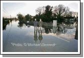 Paul Costello of OPW and Councillor Damien Ryan at the severe flooding on The Neale Road, Ballinrobe. Photo:  Michael Donnelly