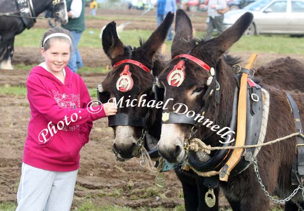 Emma Rowley, Knock pictured with the Ploughing Donkeys at the 2009 Mayo County Ploughing Championships at Claremorris. Photo:  Michael Donnelly