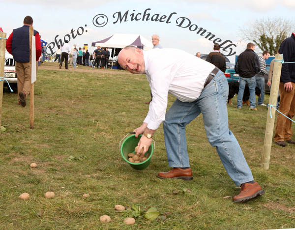 Cllr Michael Kilcoyne Castlebar in action at the 2009 Mayo County Ploughing Championships at Claremorris  picking up votes (sorry, I meant Potatoes). Photo:  Michael Donnelly