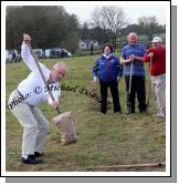 Tommy Farragher, Corofin Tuam takes a good swing at the Sheaf Throwing at the 2009 Mayo County Ploughing Championships at Claremorris. Photo:  Michael Donnelly