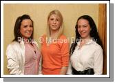 Pictured at the Castlebar Mitchels Ladies Football Club Fashion Show in the Failte Suite, Welcome Inn Hotel, Castlebar, from left: Catherine Murphy, Michelle Newcombe and Stephanie Cassol. Photo:  Michael Donnelly