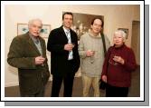 Pictured in the Linenhall Arts Centre Castlebar, at the official opening of "Ballinglen the First 15 years", An exhibition of 25 works from the Collection of Ballinglen Arts Foundation, selected by Linenhall Arts Centre Chairman Eamon Smith. The exhibition includes works by Nancy Wynne-Jones, San McSweeney, John OLeary, Donald Teskey, Mary Lohan and many more, included in photo from left: Councillor Johnny Mee, Councillor Harry Barrett, Alec Nicholson, Ballyheane and Angela Burt, Ballyvary. Photo:  Michael Donnelly