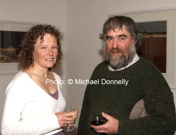 Donagh Hawtin and Philip Jones, Tuam, pictured at the official opening of "Discovered Moments" an exhibition of recents works by Deirdre Walsh in the Linenhall Arts Centre Castlebar. The official opening was performed by Author Michael Mullen, Castlebar and continues until 1st November. Photo:  Michael Donnelly