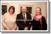 Pictured at the official opening of "Discovered Moments" an exhibition of recents works by Deirdre Walsh in the Linenhall Arts Centre Castlebar, from left: Nora Mandel, Cllr Michael Kilcoyne and Bonnie Connolly. The official opening was performed by Castlebar Author Michael Mullen. Photo:  Michael Donnelly