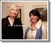 Pictured at the official opening of "Discovered Moments" an exhibition of recents works by Deirdre Walsh in the Linenhall Arts Centre Castlebar, from left: Veronica Bolay, Westport and Anne Horkan Castlebar. The official opening was performed by Castlebar Author Michael Mullen. Photo:  Michael Donnelly