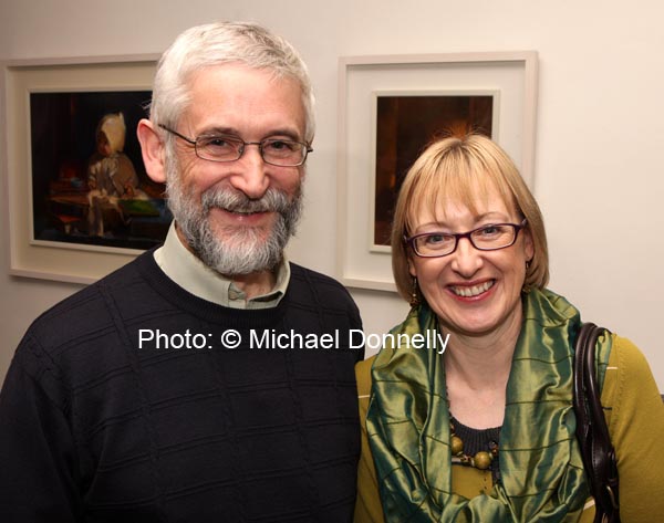 Martin and Regina McGarrigle Castlebar pictured at the official opening of "Discovered Moments" an exhibition of recents works by Deirdre Walsh in the Linenhall Arts Centre. The official opening was performed by Author Michael Mullen, Castlebar and continues until 1st November. Photo:  Michael Donnelly 