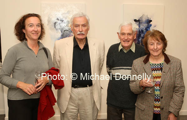 Pictured at the official opening of "Learning to Fly" an exhibition of work by Fabrizio Simeoni in the Linenhall Arts Centre, Castlebar, from left: Noelle Angley, Westport; Cllr Johnny Mee, and Michael Fadden Castlebar and Mary Hallinan Killawalla. Photo:  Michael Donnelly