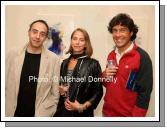 Pictured at the official opening of "Learning to Fly" an exhibition of work by Fabrizio Simeoni in the Linenhall Arts Centre, Castlebar, from left: Fabrizio Simeoni Artist; Anneli Watson  and Red Cabot Westport.  Photo:  Michael Donnelly