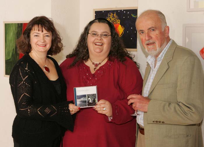 Pictured at the launch /reading of Poetry CD "A Disturbance of Poets" featuring  poems by thirteen Mayo Poets in the Linenhall Arts Centre Castlebar, (all proceeds of sale of CD going to Hospice Africa Uganda), from left: Brid Quinn, Project Director; Edith Geraghty Belmullet, artistic Director of CD and Iarla Mongey, Castlebar, Project Director. Photo:  Michael Donnelly