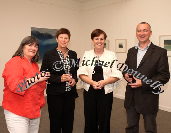 Pictured at the official opening of "Soft Day, Thank God" an exhibition of recent paintings by Leah Begg in the Linenhall Arts Centre, Castlebar, from left: Maura Connolly, Administrator Linenhall Arts Centre; Anne Healy, New Ross; Caitrona Ruane,  Northern Ireland Education Minister and Pat Ruane, Cork/Mayo. Photo:  Michael Donnelly