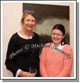 Dympna Beggs (Dublin) and Jane Gaffney, Castlebar, pictured at the official opening of "Soft Day, Thank God" an exhibition of recent paintings by Leah Begg in the Linenhall Arts Centre, Castlebar The exhibition continues until Sat 30th May. Photo:  Michael Donnelly