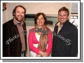 Pictured at the official opening of "Soft Day, Thank God" an exhibition of recent paintings by Leah Begg in the Linenhall Arts Centre, Castlebar, from left: Darragh O'Flaherty, Oughterard, Galway; Louise Shanley, Bray  and Geoff Beggs, Blackrock, Dublin.Photo:  Michael Donnelly