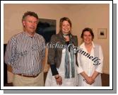 Pictured at the official opening of "Soft Day, Thank God" an exhibition of recent paintings by Leah Begg in the Linenhall Arts Centre, Castlebar, from left: Ger Reidy, who performed the official opening; Leah Beggs, Artist, Oughterard, Galway / Dublin; and Marie Farrell, Director Linenhall  Art Centre, Castlebar.Photo:  Michael Donnelly