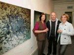 Pictured at the official opening Asylum, an exhibition by Artist Mary Kelly in the Linenhall Arts Centre, Castlebar, from left: Breda Garvey Cecchetti, Dr Vincent McHale, and Colette Hastings, Castlebar.  Photo Michael Donnelly