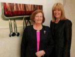 Artist Mary Kelly, (on right) and Dr Patricia Noone, (who performed the official opening) pictured at the official opening of  Marys  exhibition Asylum, in the Linenhall Arts Centre, Castlebar.  Photo Michael Donnelly

