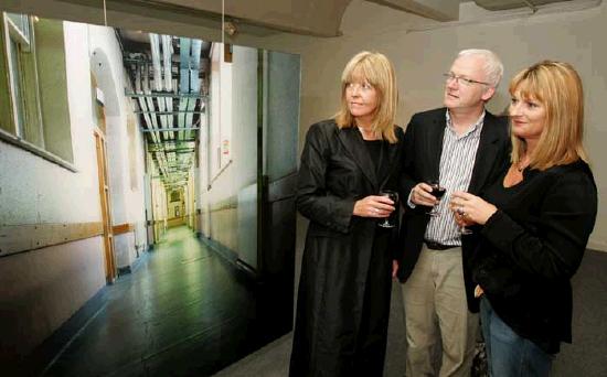 Pictured at the official opening Asylum, an exhibition by Dublin Artist, Mary Kelly in the Linenhall Arts Centre, Castlebar, from left: Artist Mary Kelly, Hugh Bradley Dublin and  Artist Abigail  O'Brien. Photo Michael Donnelly
