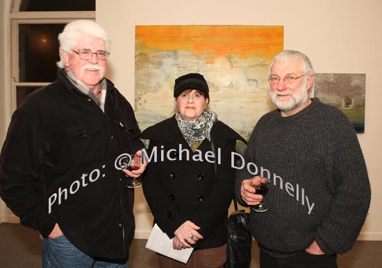 Bill McCarthy and Virginia Gibbons, Kilawalla and Malcolm Smith, Westport pictured at the Linenhall Arts Centre, Castlebar at the opening of an exhibition of recent paintings by Michael McSwiney (Courtmacsharry West Cork). The exhibition continues until 28 February. Photo:  Michael Donnelly