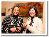 Sylvia Hodgins, Sligo and Gwen McSwiney, Cork, pictured at the Linenhall Arts Centre, Castlebar at the opening of an exhibition of recent paintings by Michael McSwiney (Courtmacsharry West Cork). Photo:  Michael Donnelly